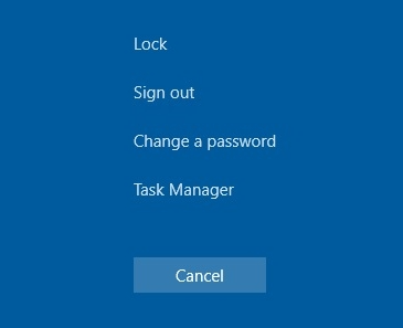 Pressionar Ctrl + Alt + Del no Windows 10