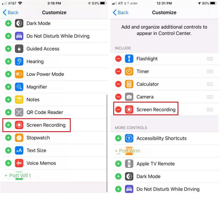 Adicionar gravação de tela ao Control Center