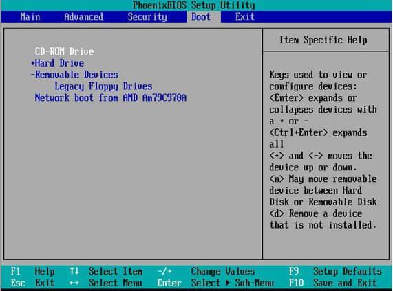 Alterar itens de inicialização da BIOS