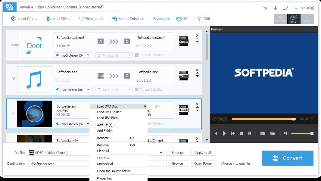 Interface de operação do software AnyMP4 Video Converter Ultimate