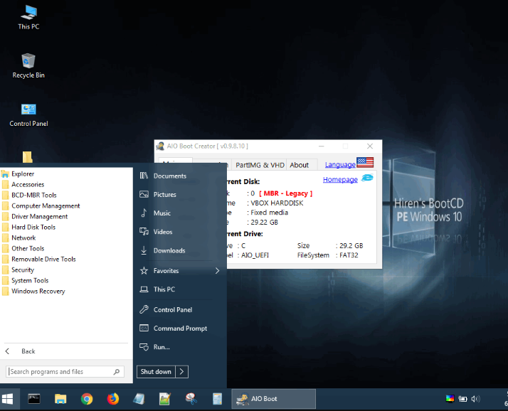Hiren's BootCD PE - Windows 10 PE x64 para PCs de nova geração
