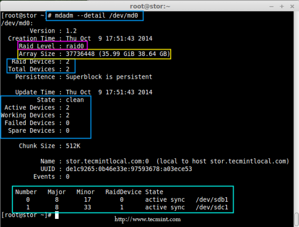 Criação de software RAID0 (Stripe) em "dois dispositivos" usando a ferramenta "mdadm" no Linux