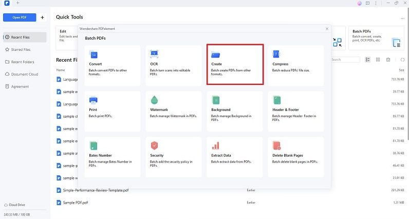 Recurso de processamento em lote do Adobe Acrobat