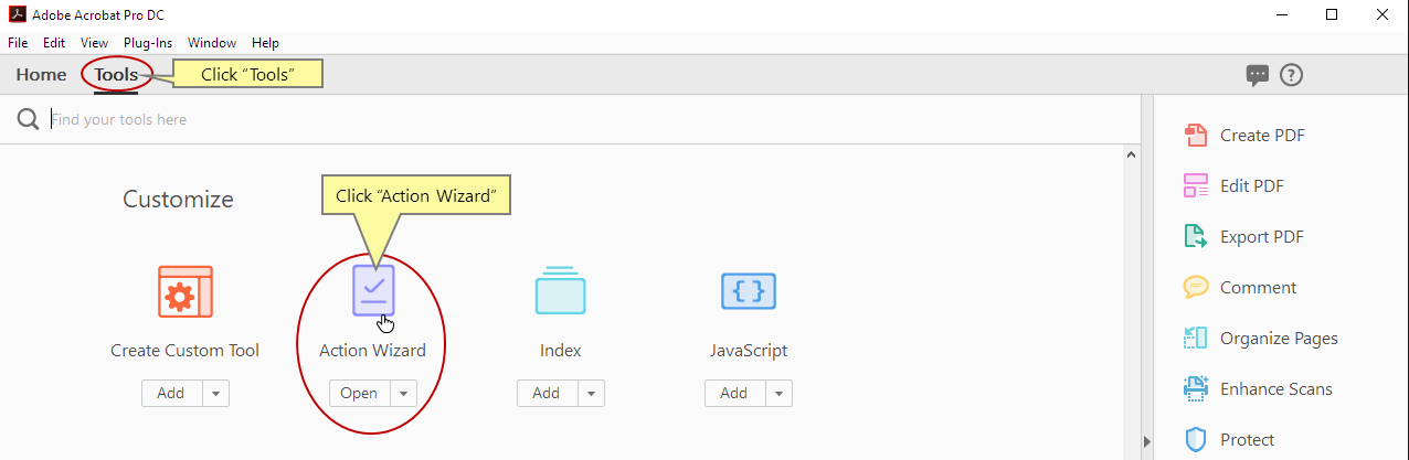 Inicie o Action Wizard