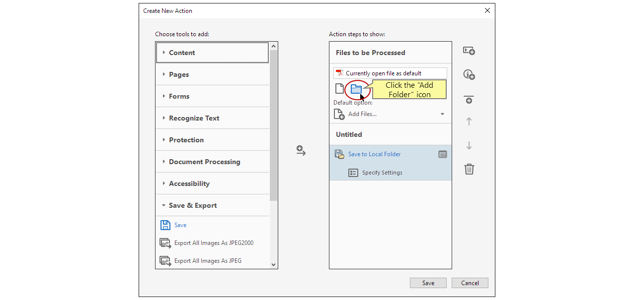 Clique no ícone Adicionar Pasta