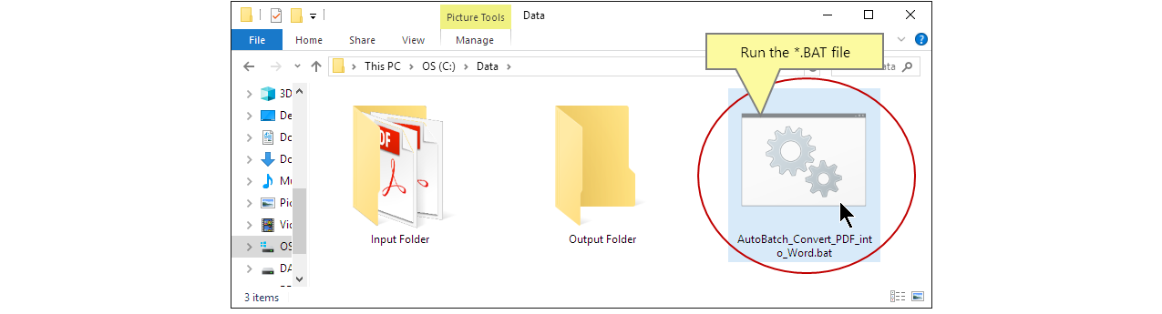 Execute o arquivo em lote