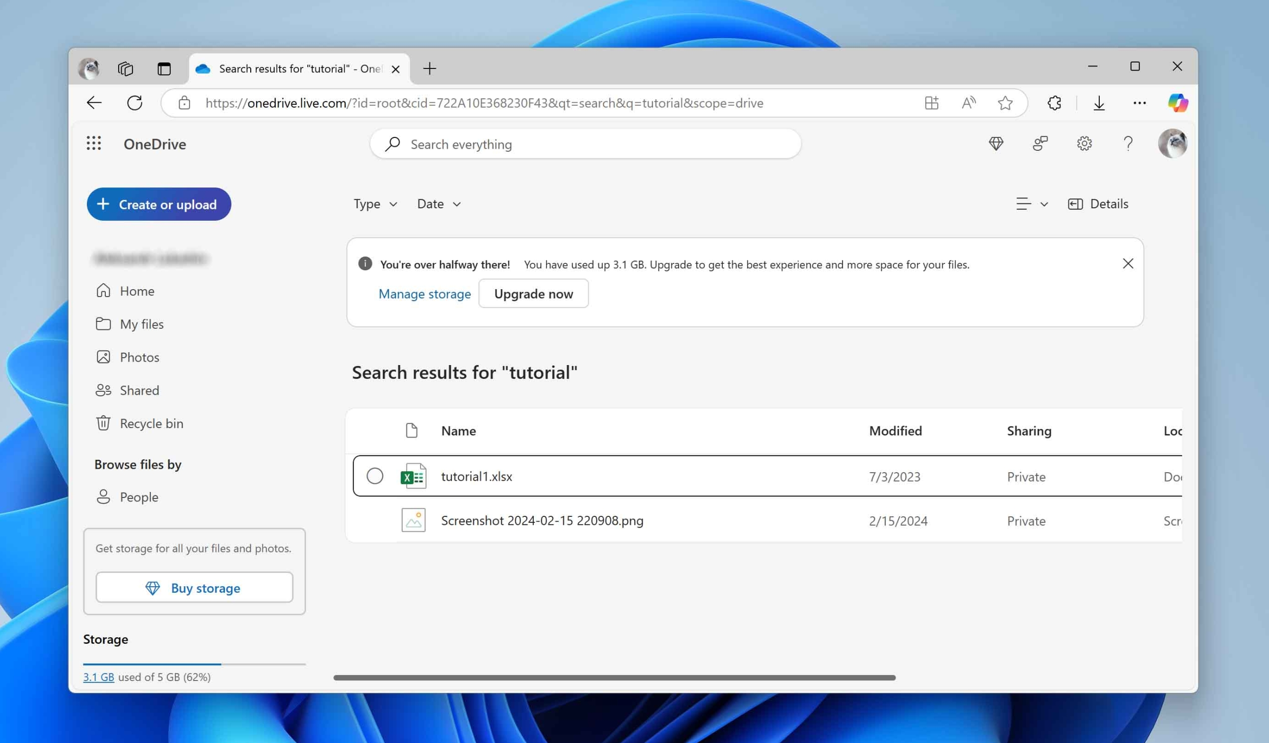 Pesquisar arquivos no OneDrive