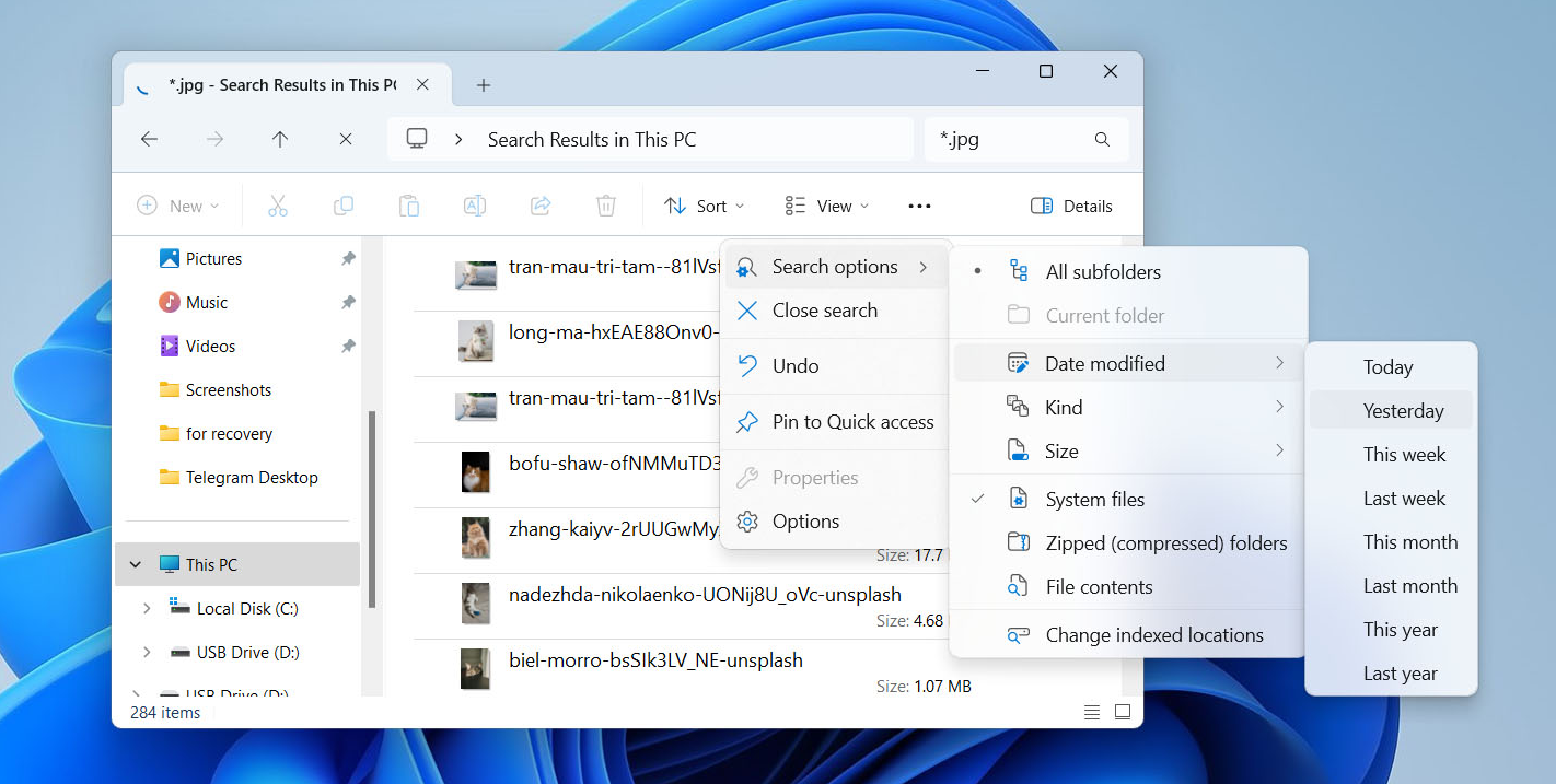 Usar opções de pesquisa no Windows