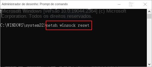 comando netsh winsock reset
