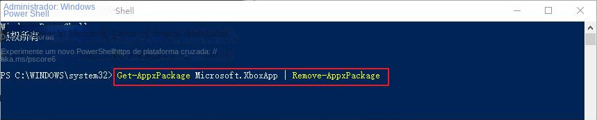 desinstalar o xbox
