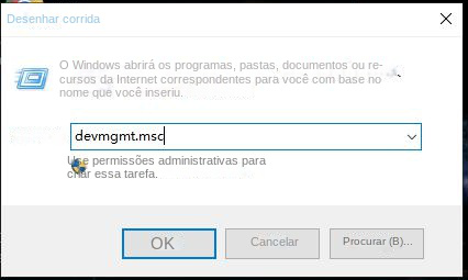 Digite o comando do gerenciador de dispositivos