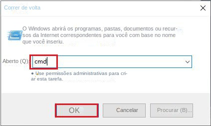 Abra uma janela de prompt de comando