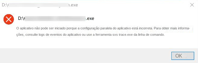 A configuração paralela do aplicativo não está correta.