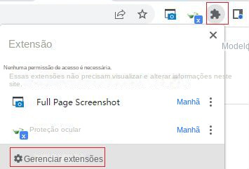 Selecione Gerenciar extensões