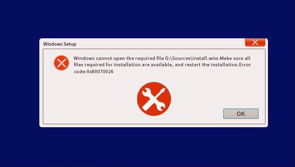 o windows não pode abrir o arquivo necessário install wim