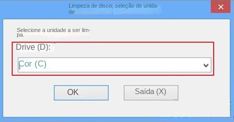 seleção de unidade de limpeza de disco