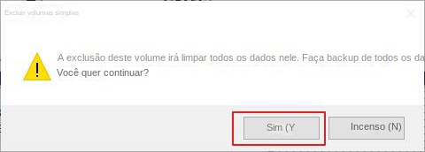 Excluir caixa de prompt de volume simples