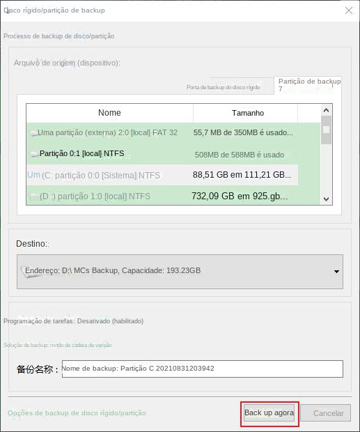 Backup do Disco Rígido Backup Agora