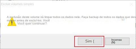 Excluir caixa de prompt de volume simples