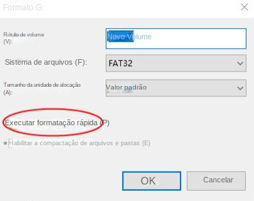 executar uma formatação rápida