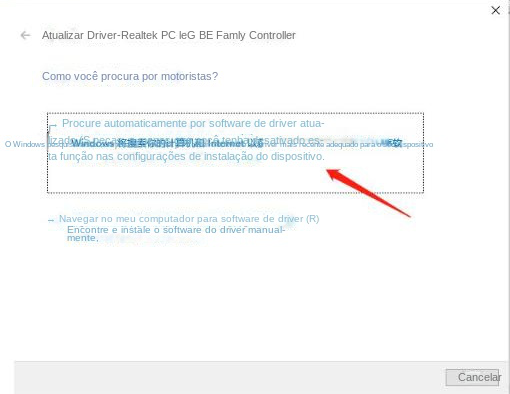 Selecione a opção Pesquisar automaticamente por software de driver atualizado