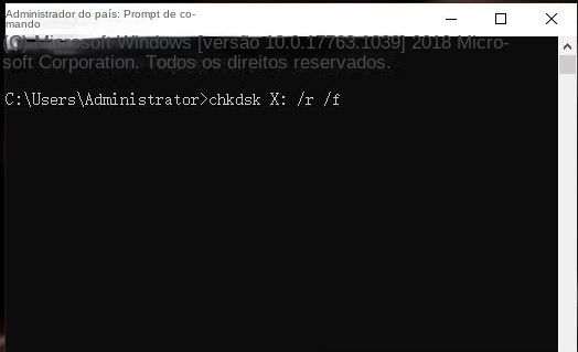 Digite o comando chkdsk