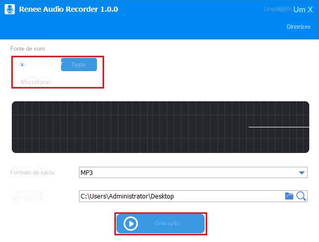 Interface de função de gravação Renee Audio Tools
