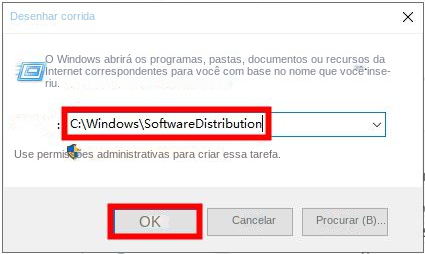 Abra a pasta de distribuição de software