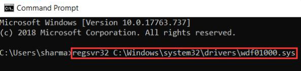 Registre novamente o arquivo wdf01000.sys