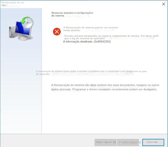 Como corrigir o erro de restauração do sistema 0x80042302? - Rene.E ...