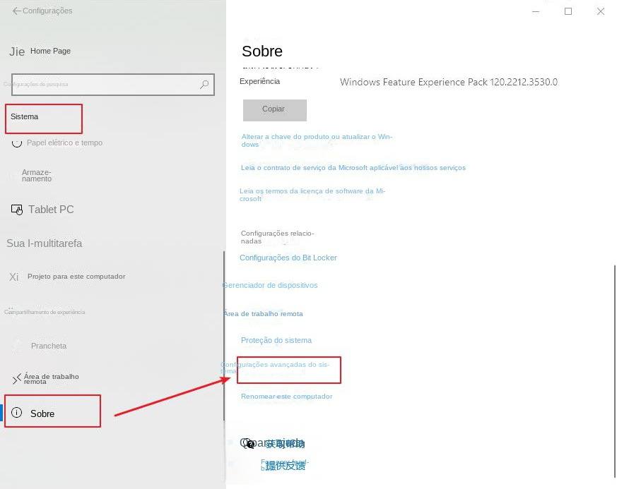 Configurações Avançadas do Sistema