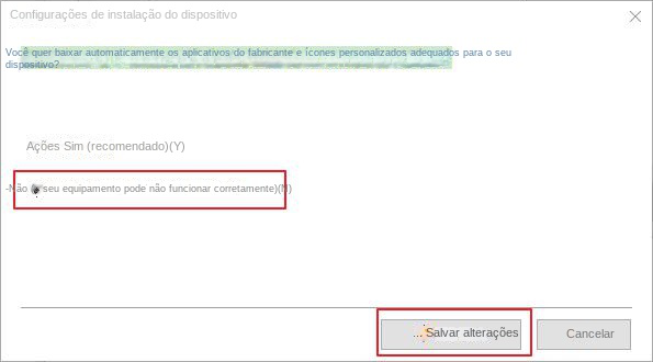 Desative downloads automáticos de aplicativos do fabricante e ícones personalizados para o seu dispositivo