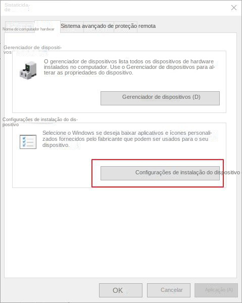 Opções de configuração de instalação do dispositivo