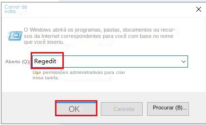 Abra o Editor do Registro