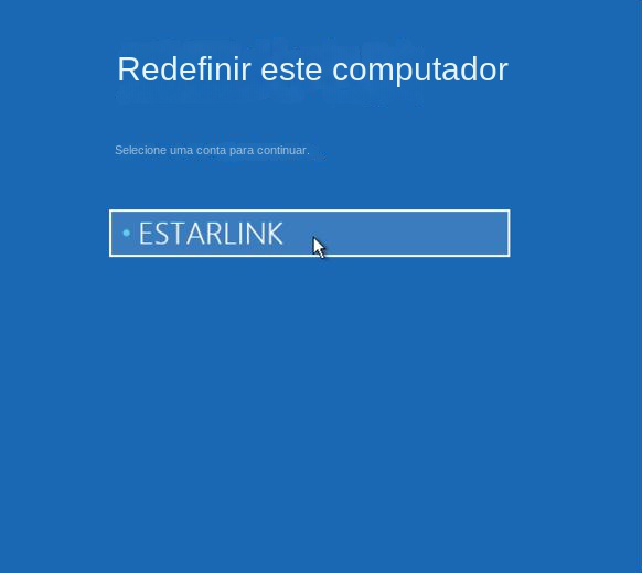 Selecione Computador de redefinição de conta