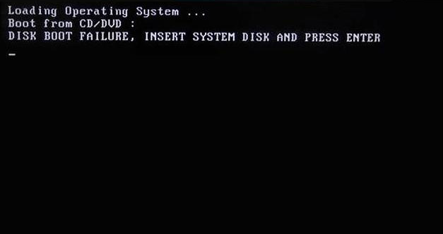 Mensagem de erro DISK BOOT FAILURE