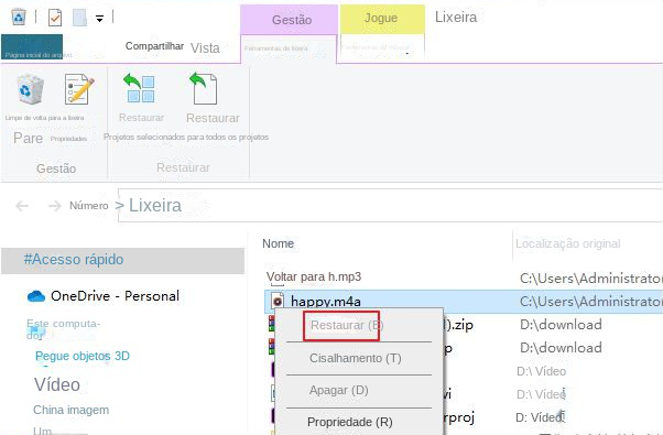 restauração da lixeira