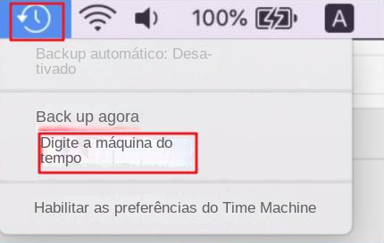 máquina do tempo de acesso mac