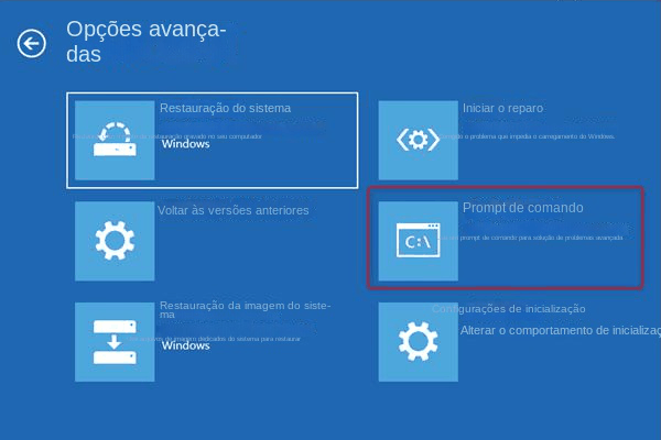 janela do prompt de comando