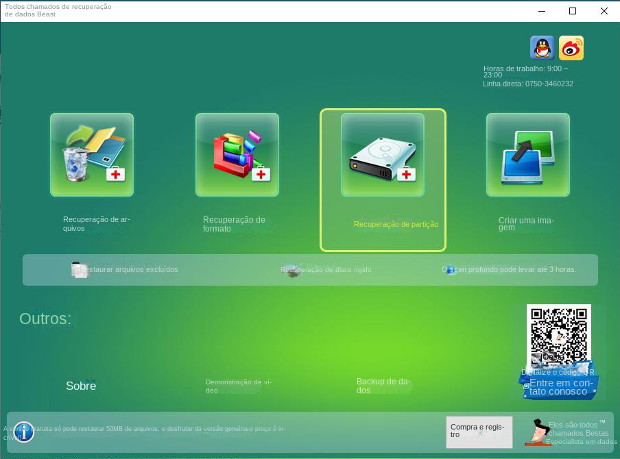 Selecione a opção de recuperação de partição
