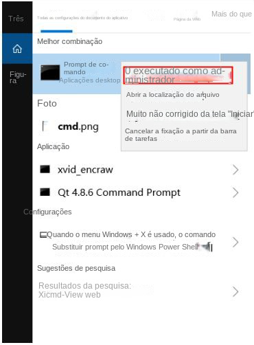 Clique em executar como administrador