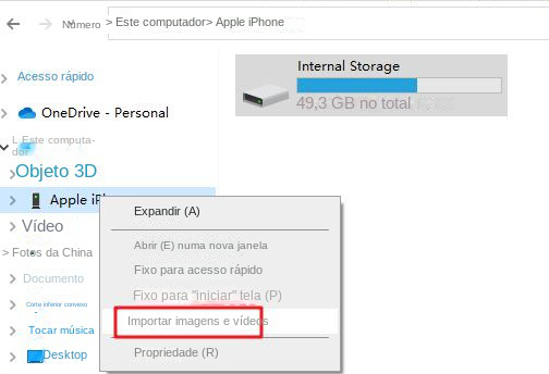 iphone importar fotos e vídeos
