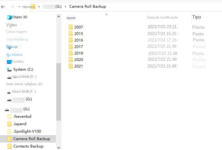 Veja fotos de backup na unidade USB SanDisk