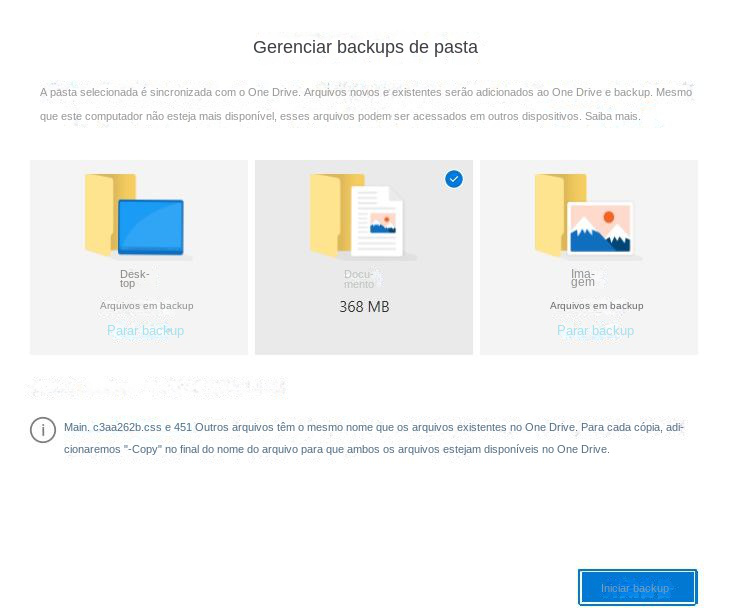 Gerenciar backups de pastas