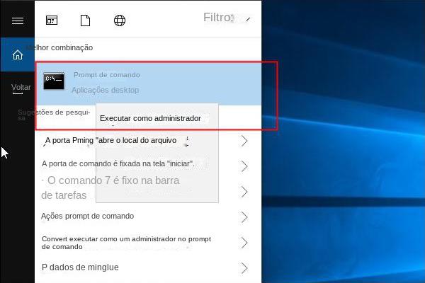 prompt de comando de pesquisa