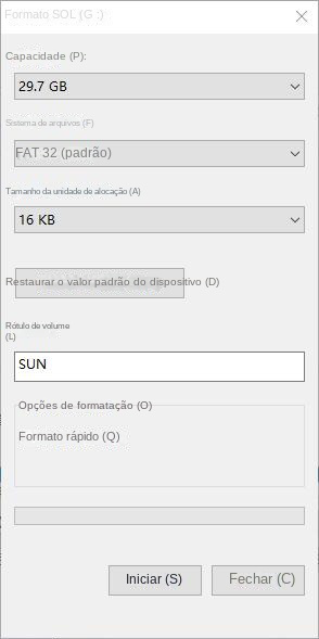 Configurações de formatação do Explorador de Arquivos