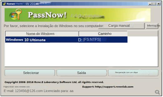 Selecione o sistema Windows de destino na lista