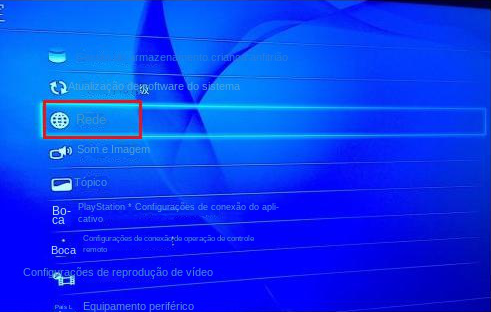 Configurações do PS4 abrem rede