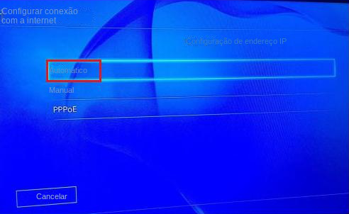 Selecione Auto para configuração de endereço IP PS4