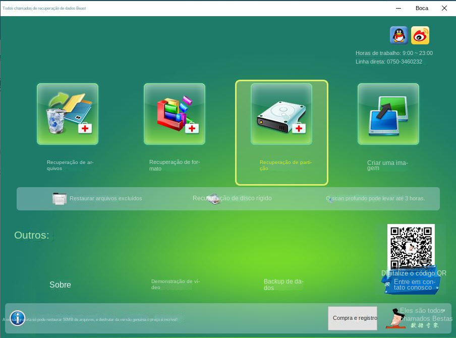 Selecione a opção de recuperação de partição